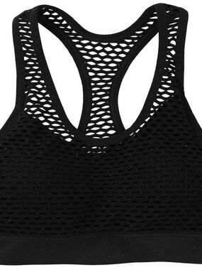 90 degrees Women's Black Mesh Racerback Bralette sports t back size L Ptp 14.5”